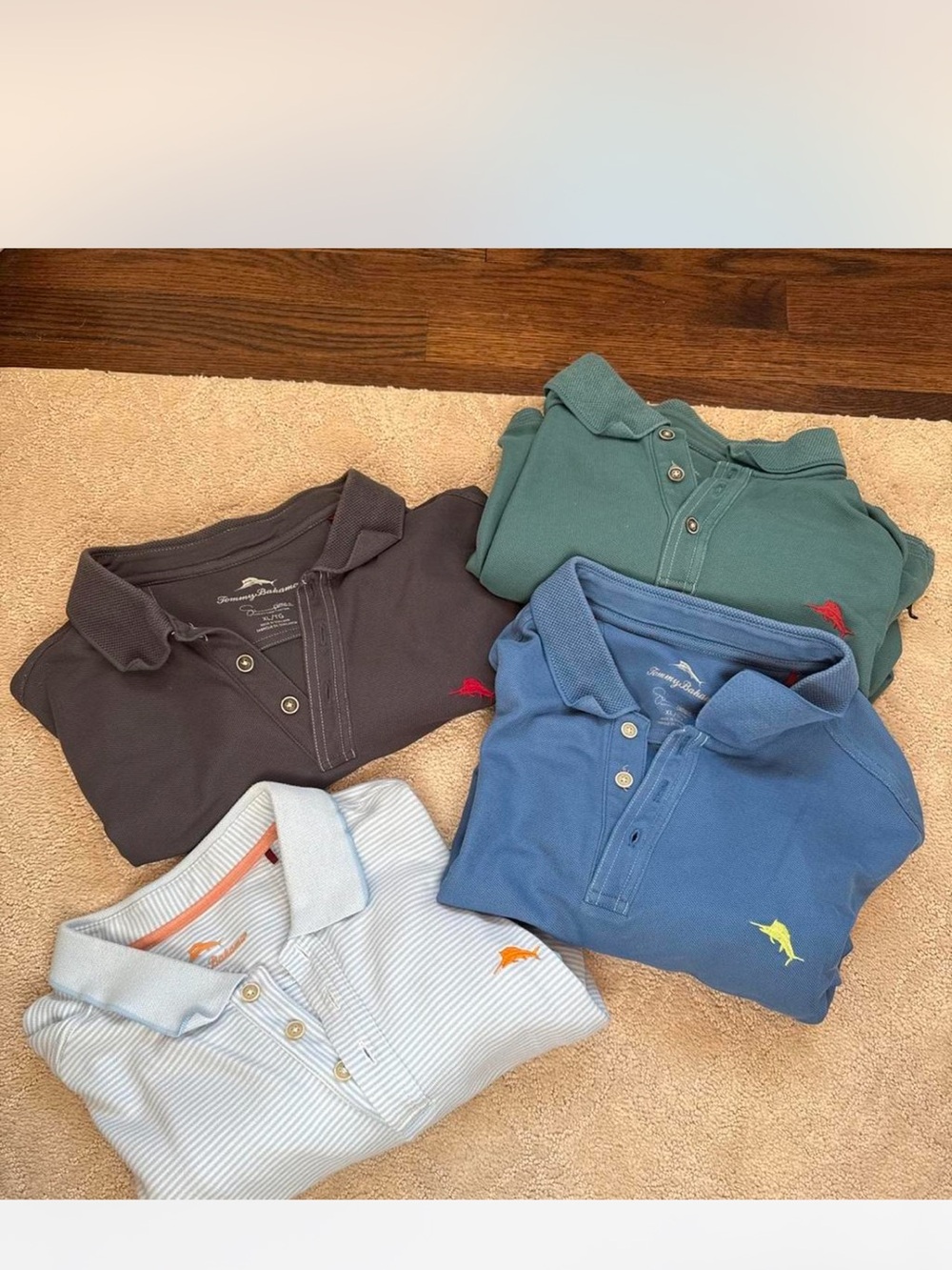 Tommy Bahama Mens Polo Set - Navy, Teal, Medium Blue, Light Blue